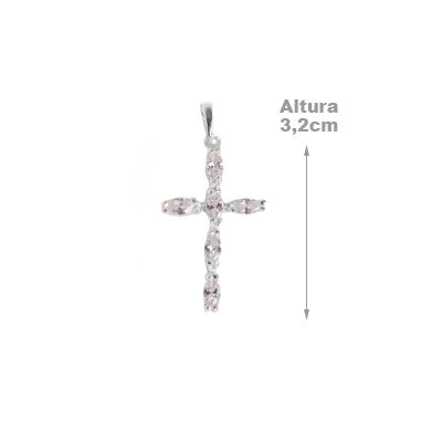 Pingente de Prata Cruz com Zircônias
