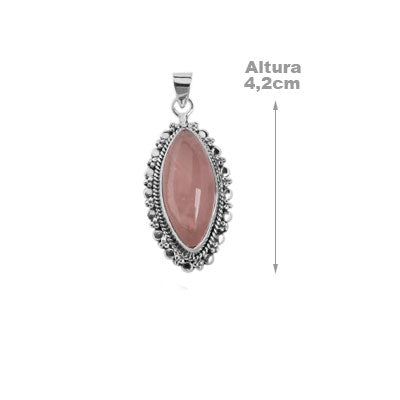 Pingente de Prata com Quartzo Rosa