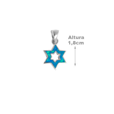 Pingente de Prata Estrela de Davi com Opala