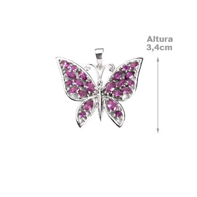 Pingente de Prata Borboleta com Ametista