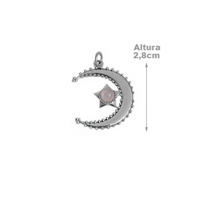 Pingente de Prata Lua e Estrela