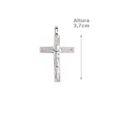 Pingente de Prata Cruz com Zircônias