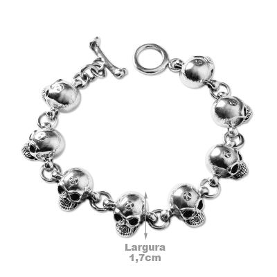Pulseira de Prata Caveira