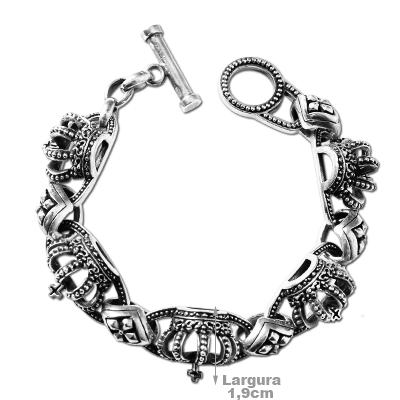 Pulseira de Prata Coroa