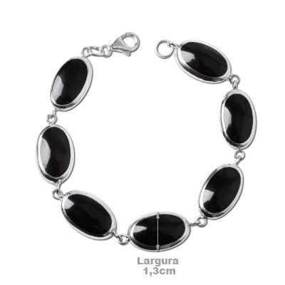 Pulseira de Prata com Madrepérola e Ônix- 36422