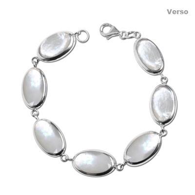 Pulseira de Prata com Madrepérola e Ônix- 36422