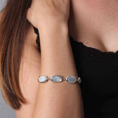 Pulseira de Prata com Madrepérola e Ônix- 36422