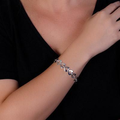 Pulseira de Prata Coração