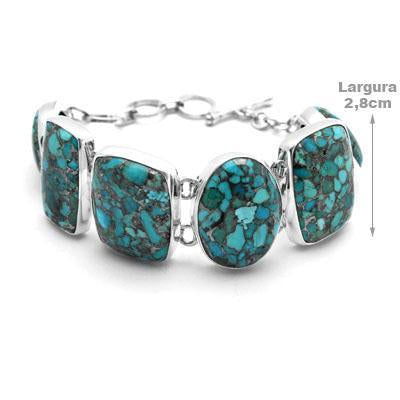 Pulseira de Prata com Turquesa