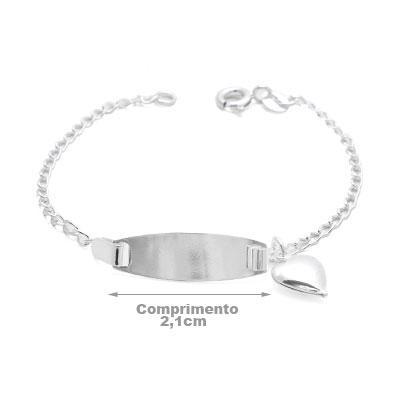 Pulseira de Prata Infantil com Placa