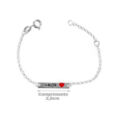 Pulseira de Prata Infantil com Placa