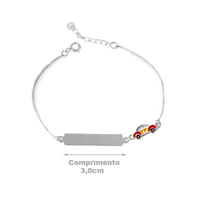 Pulseira de Prata Infantil com Placa