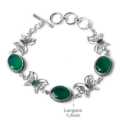Pulseira de Prata com Esmeralda.