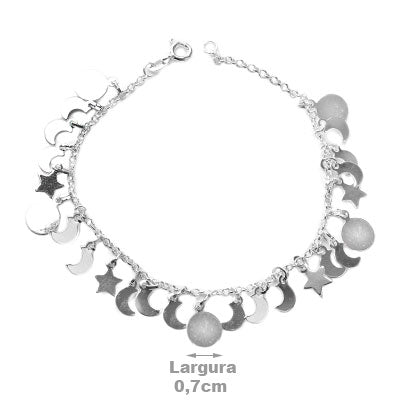 Pulseira de Prata com Pingentes