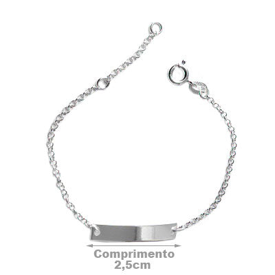 Pulseira de Prata Infantil com Placa