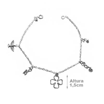 Pulseira de Prata com Pingentes