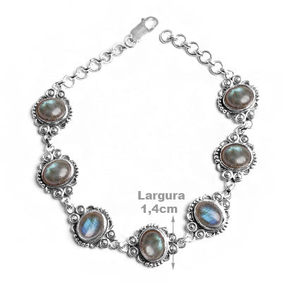 Pulseira de Prata com Labradorita