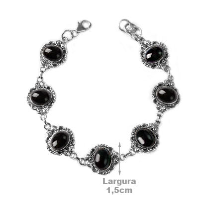 Pulseira de Prata com Ônix