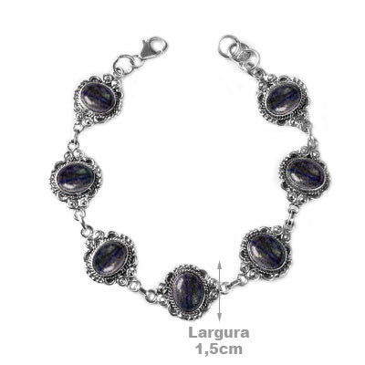 Pulseira de Prata com Lápis Lázulli