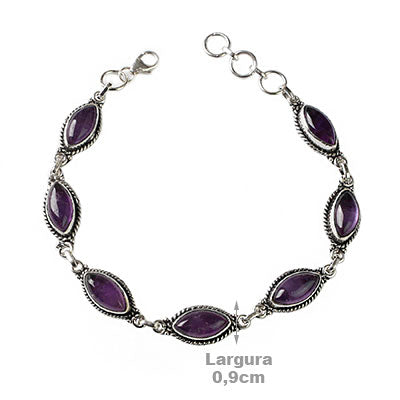 Pulseira de Prata com Ametista