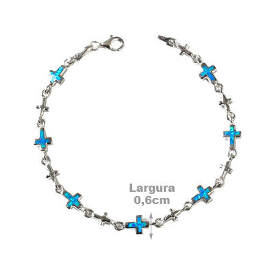 Pulseira de Prata Cruz com Opala - 53854