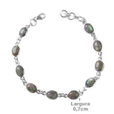 Pulseira de Prata com Labradorita