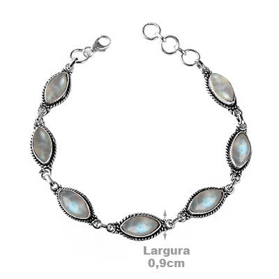 Pulseira de Prata Pedra da Lua