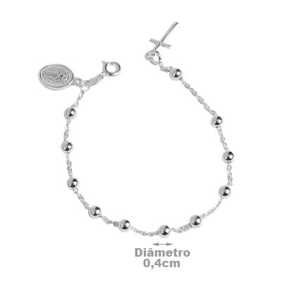 Pulseira de Prata Rosário