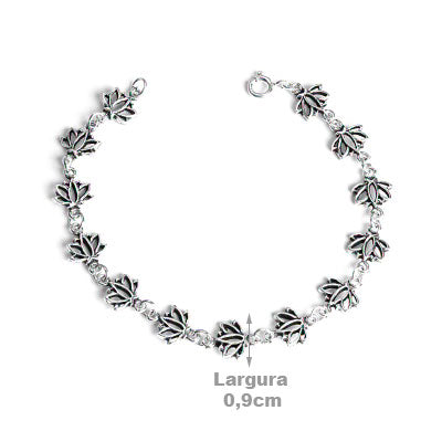 Pulseira de Prata Flor de Lótus