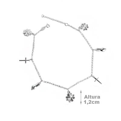 Tornozeleira de Prata com Pingentes