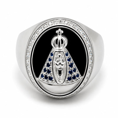 Anel de Prata Nossa Senhora Aparecida com Zircônias - 30254