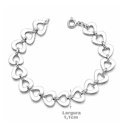 Pulseira de Prata Coração - 37558