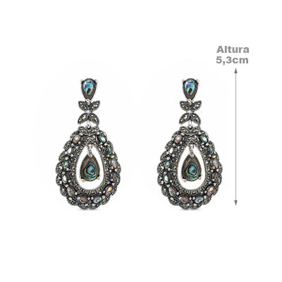 Brinco de Prata com Abalone e Marcassita - 40205