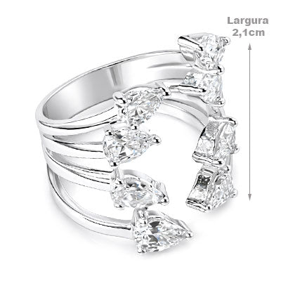 Anel de Prata com Zircônias - 41064