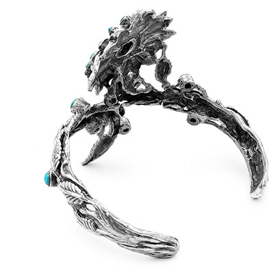 Bracelete de Prata Flor com Turquesa - 41417