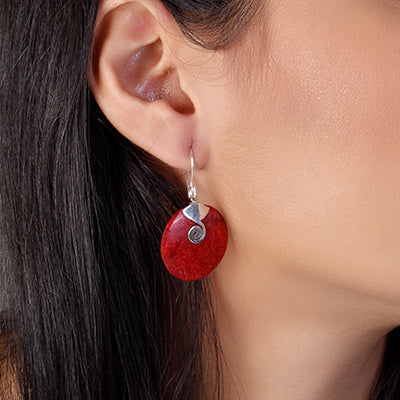 Brinco de prata com Coral- 59871