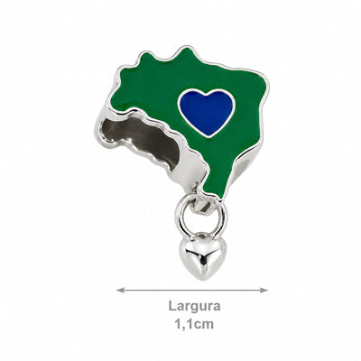 Berloque de Prata Mapa do Brasil - 50476