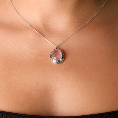 Pingente de Prata com Quartzo Rosa - 62899