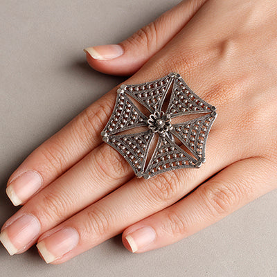 Anel de Prata Trabalhado - 55250 - soprata