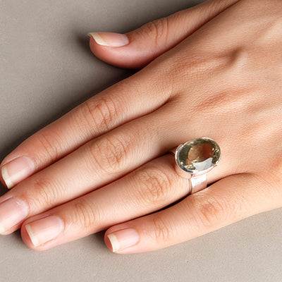 Anel de Prata com Prasiolita - 55497