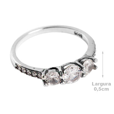 Anel de Prata com Zircônias - 55501