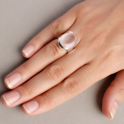 Anel de Prata com Quartzo Rosa - 55546