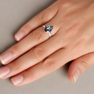 Anel de Prata com Cristal - 55700