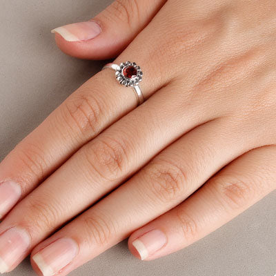 Anel de Prata com Granada - 55808 - soprata