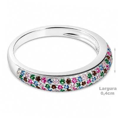 Anel de Prata com Zircônias - 56531