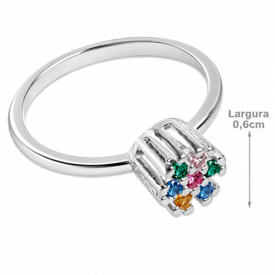 Anel de Prata com Zircônias - 56536