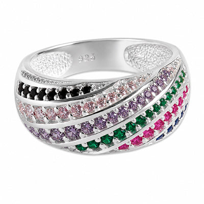 Anel de Prata com Zircônias - 56980