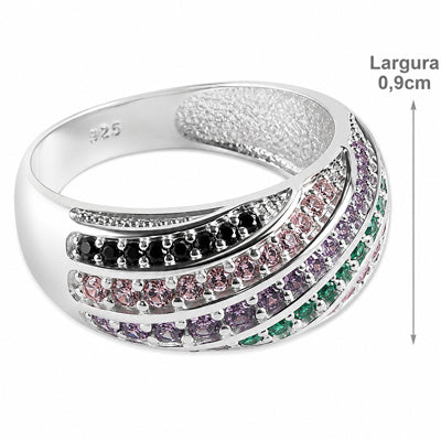 Anel de Prata com Zircônias - 56980