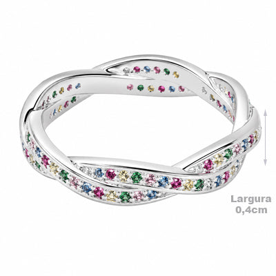Anel de Prata com Zircônias - 57306