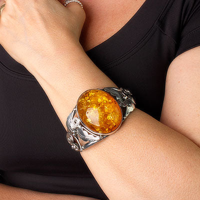 Bracelete de Prata com Âmbar 